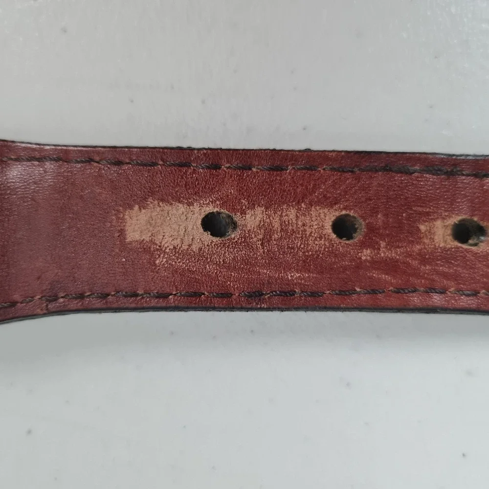 Smathers & Branson Belt Mens 38 Blue Needlepoint Fish Leather Brass Buckle USA